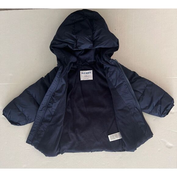 Old Navy Sz 3T Navy Blue Water Resistant Puffer Coat Hood & Pockets NEW - Picture 4 of 6